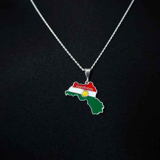 925er Silberkette mit Kurdistan-Anhänger